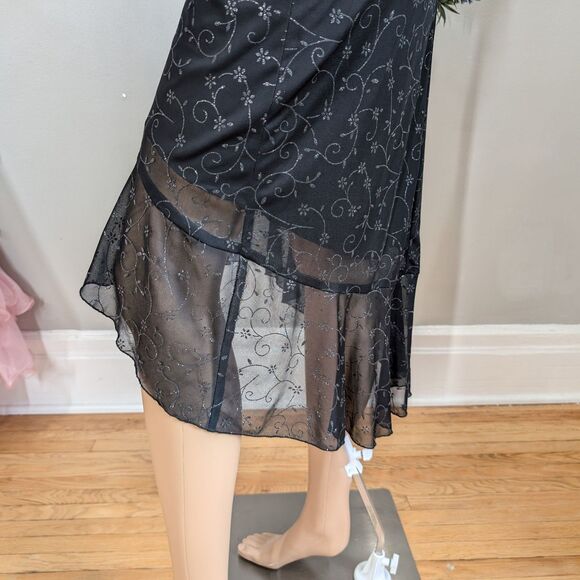 NWT Vintage 90s y2k Rampage Midi Dress Black Glitter Fairy Whimsygoth XL - Picture 9 of 13